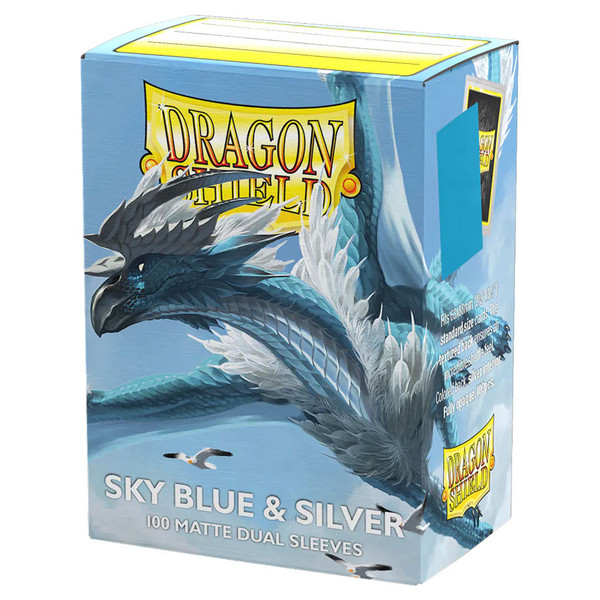 Card Sleeves: Solid Color Sleeves - Dragon Shield: (100) Matte Dual - Sky Blue/Silver