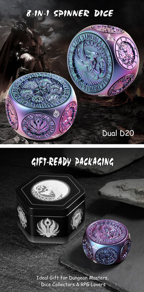 Dice and Gaming Accessories Other Gaming Accessories: Chameleon Purple Octagon Spinner Dice 