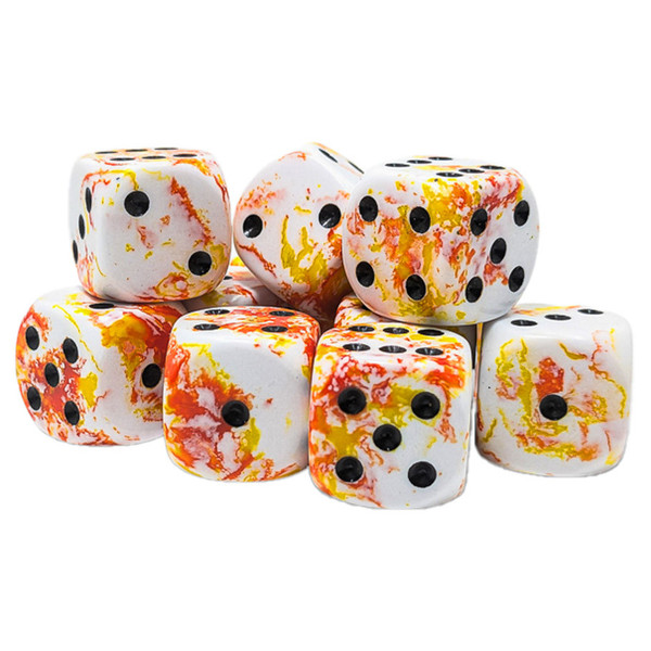 Dice and Gaming Accessories D6 Sets: White and Clear - Brush: 16mm D6 Sunrise/Black (12)