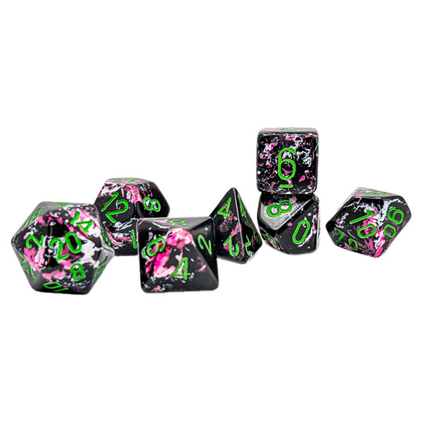 Dice and Gaming Accessories Polyhedral RPG Sets: Black and Grey - Brush: Paintball/Green (7)