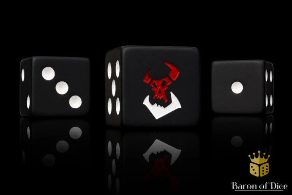 Dice and Gaming Accessories D6 Sets: Black and Grey - Black Orcs Dice (25) Square Corner
