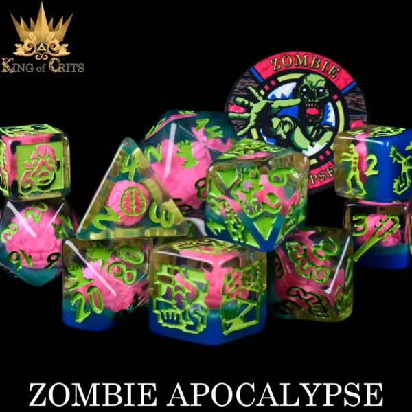 Dice and Gaming Accessories Polyhedral RPG Sets: Yellow and Green - Zombie Apocalypse (11)