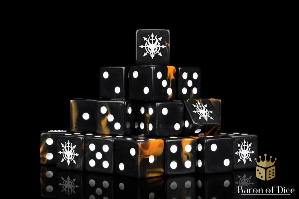 Dice and Gaming Accessories D6 Sets: Black and Grey - Devil Dragon Dice - Black Lava (25) Square Corner