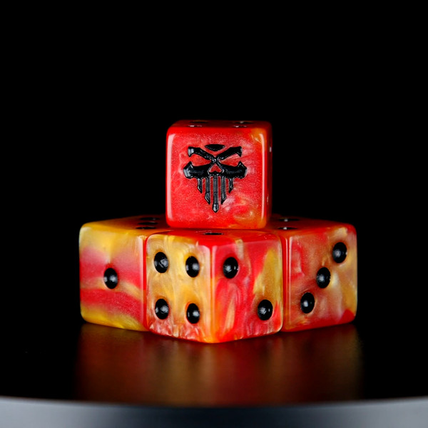 Dice and Gaming Accessories D6 Sets: Red and Orange - Fires of Hell Dice (25) Square Corner