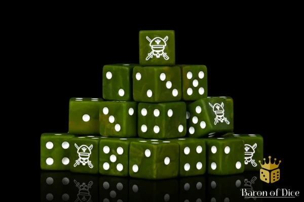 Dice and Gaming Accessories D6 Sets: Yellow and Green - Military Sergeant Dice - Camouflage (25) Square Corner