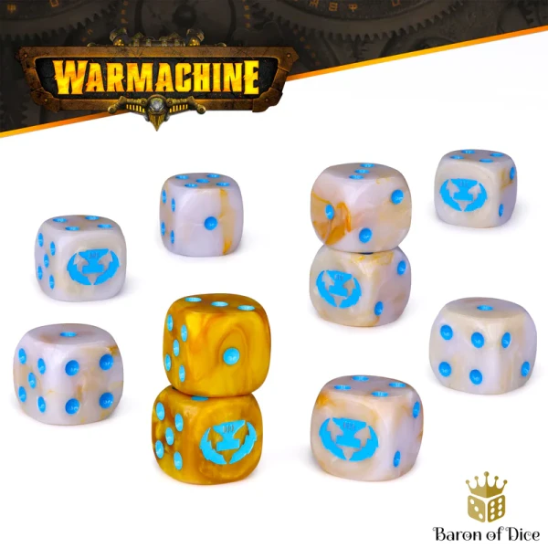Dice and Gaming Accessories D6 Sets: White and Clear - Warmachine: Cygnar Storm Forge Official Dice Set (10)