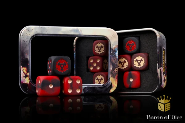 Dice and Gaming Accessories D6 Sets: Red and Orange - Warmachine: Khador Winter Korps Official Dice Set (10)
