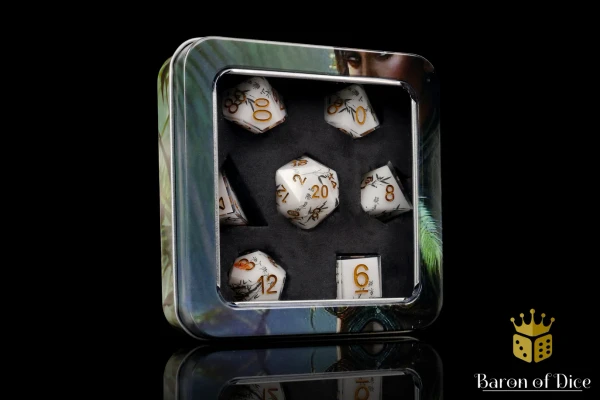 Dice and Gaming Accessories Polyhedral RPG Sets: White and Clear - White Bamboo (7)