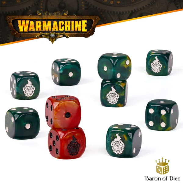 Dice and Gaming Accessories D6 Sets: Red and Orange - Warmachine: Southern Kriels Fire Tongue Warriors Official Dice Set (10)