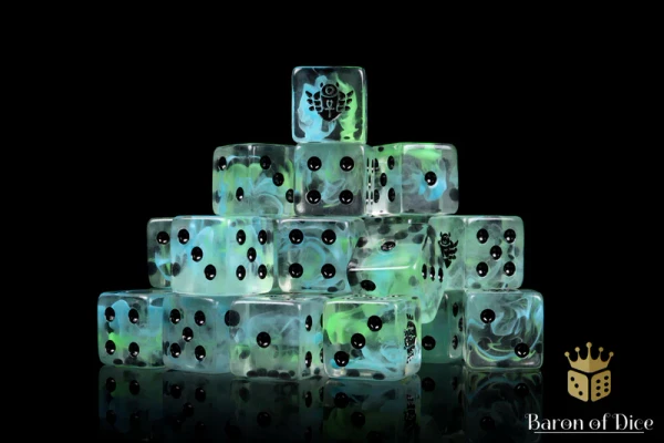 Dice and Gaming Accessories D6 Sets: Yellow and Green - Day of the Dead Dice - Scarab (25) Square Corner 