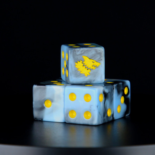 Dice and Gaming Accessories D6 Sets: Blue and Turquoise - Snow Direwolf Dice (25) Square Corner