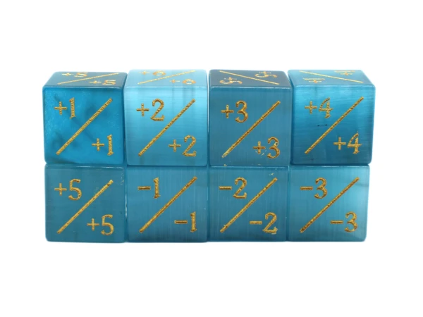 Dice and Gaming Accessories Game-Specific Dice Sets: +1/-1 Cat's Eye Teal Counter Dice (8)