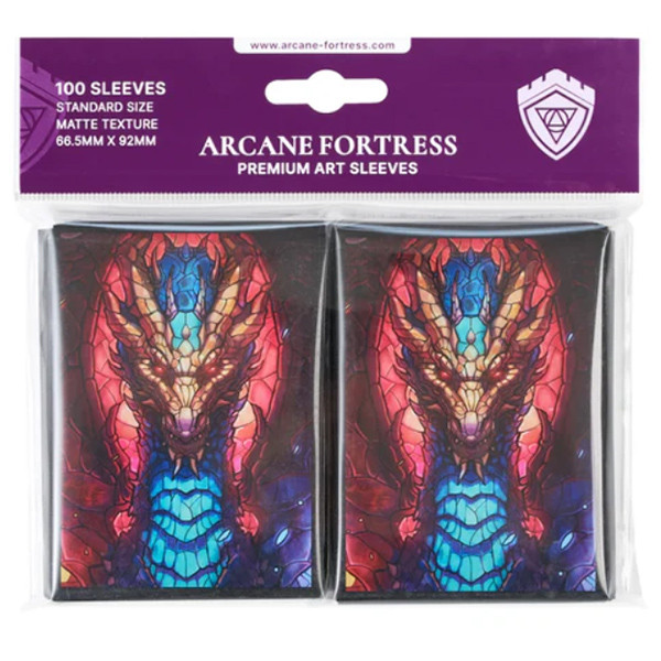Card Sleeves: Other Printed Sleeves - Fire & Ice Dragon - Stained Glass Collection Sleeves (100)
