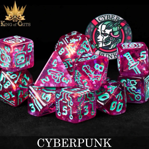 Dice and Gaming Accessories Polyhedral RPG Sets: Purple and Pink - Cyberpunk (11)