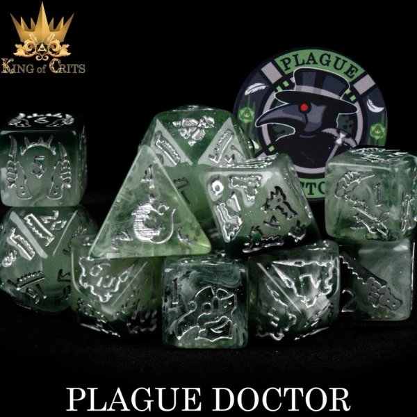 Dice and Gaming Accessories Polyhedral RPG Sets: Yellow and Green - Plague Doctor (11)