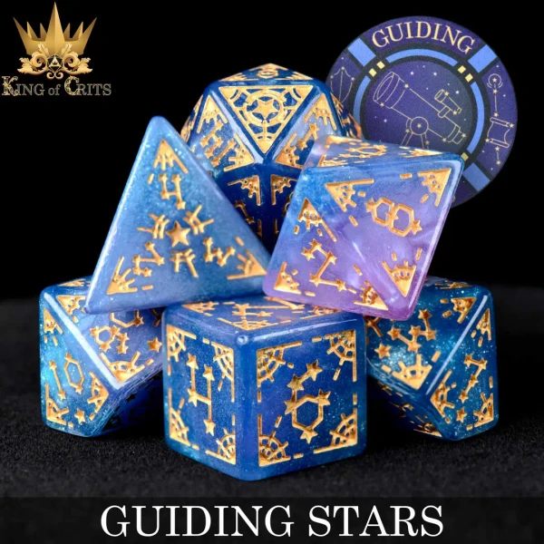 Dice and Gaming Accessories Polyhedral RPG Sets: Blue and Turquoise - Guiding Stars (7)