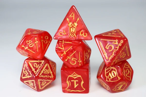 Dice and Gaming Accessories Polyhedral RPG Sets: Red and Orange - Queen's Armory (7) - Infernal 25mm