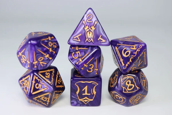 Dice and Gaming Accessories Polyhedral RPG Sets: Purple and Pink - Queen's Armory (7) - Enchanted 25mm