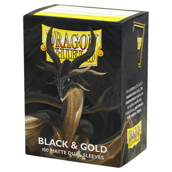 Card Sleeves: Solid Color Sleeves - Dragon Shield: (100) Matte Dual - Black/Gold