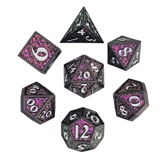 Dice and Gaming Accessories Polyhedral RPG Sets: Metal and Metallic - Dragon Scale: Matte Gunmetal Purple - Metal (7)