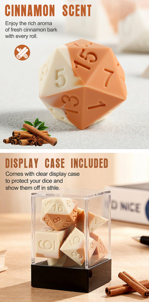 Dice and Gaming Accessories Polyhedral RPG Sets: Opaque - Cinnamon - Scented Silicone (7)