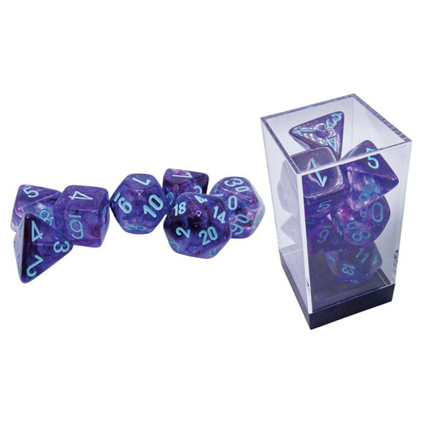 Dice and Gaming Accessories Polyhedral RPG Sets: Blue and Turquoise - Mega-hedral Nebula: Nocturnal/Turquoise - Luminary (7)