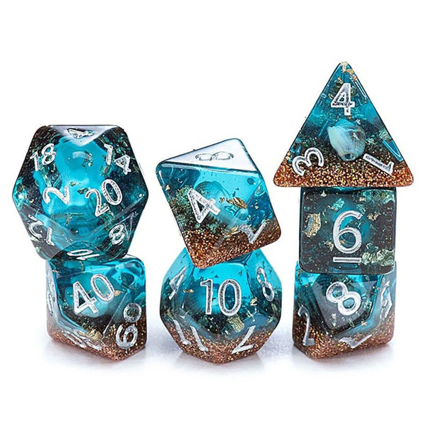 Dice and Gaming Accessories Polyhedral RPG Sets: Opaque - Biome Deep Sea - Inclusion Dice (7)
