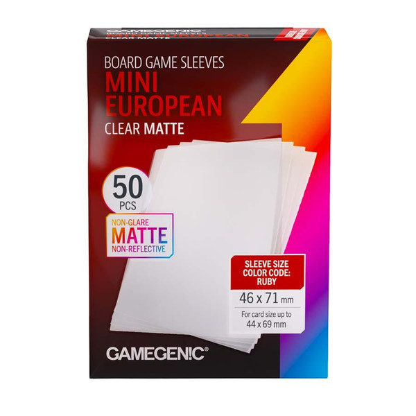 Matte Board Game Sleeves: Mini European-Sized 46mm x 71mm (50) (Ruby)