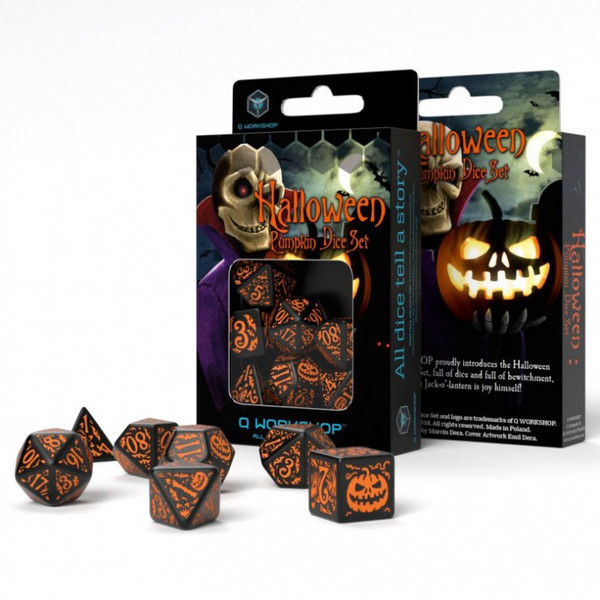 Dice and Gaming Accessories Polyhedral RPG Sets: Halloween Pumpkin Dice Set Black/Orange