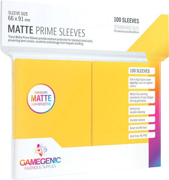 Card Sleeves: Solid Color Sleeves - Yellow Matte Prime Sleeves (100)