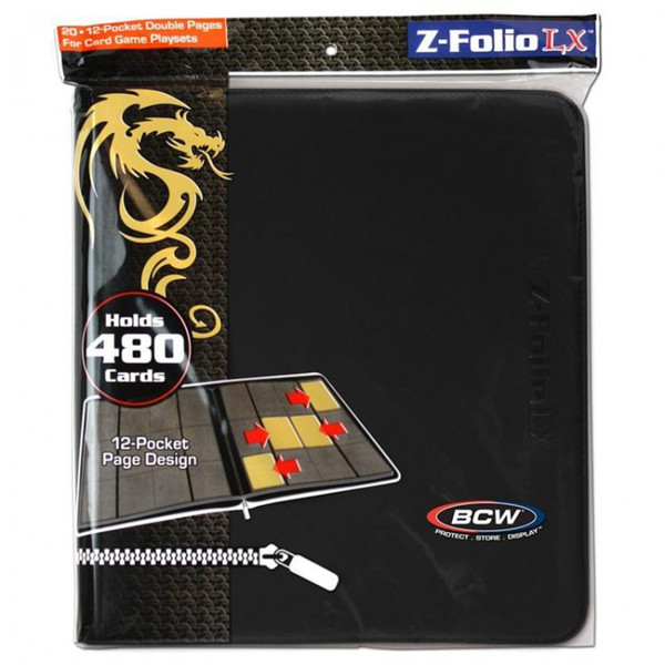 Card Binders & Pages: Black Z-Folio 12-Pocket Album