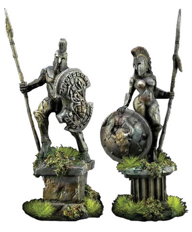 Reaper Miniatures Living Statue Set - Amazon & Spartan Figures, 25mm Heroic Scale, Unpainted Grey Plastic
