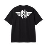 Wyatt Hendrickson Winged W heavyweight tee in black, back with large winged W print