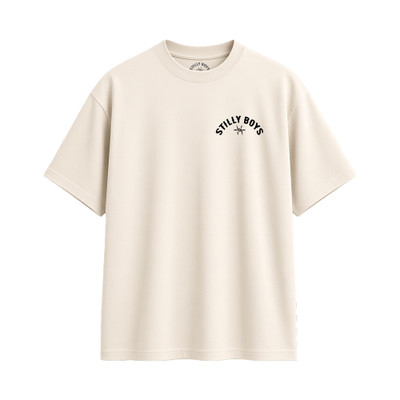 Wyatt Hendrickson Winged W heavyweight tee in bone, front with Stilly Boys chest mark