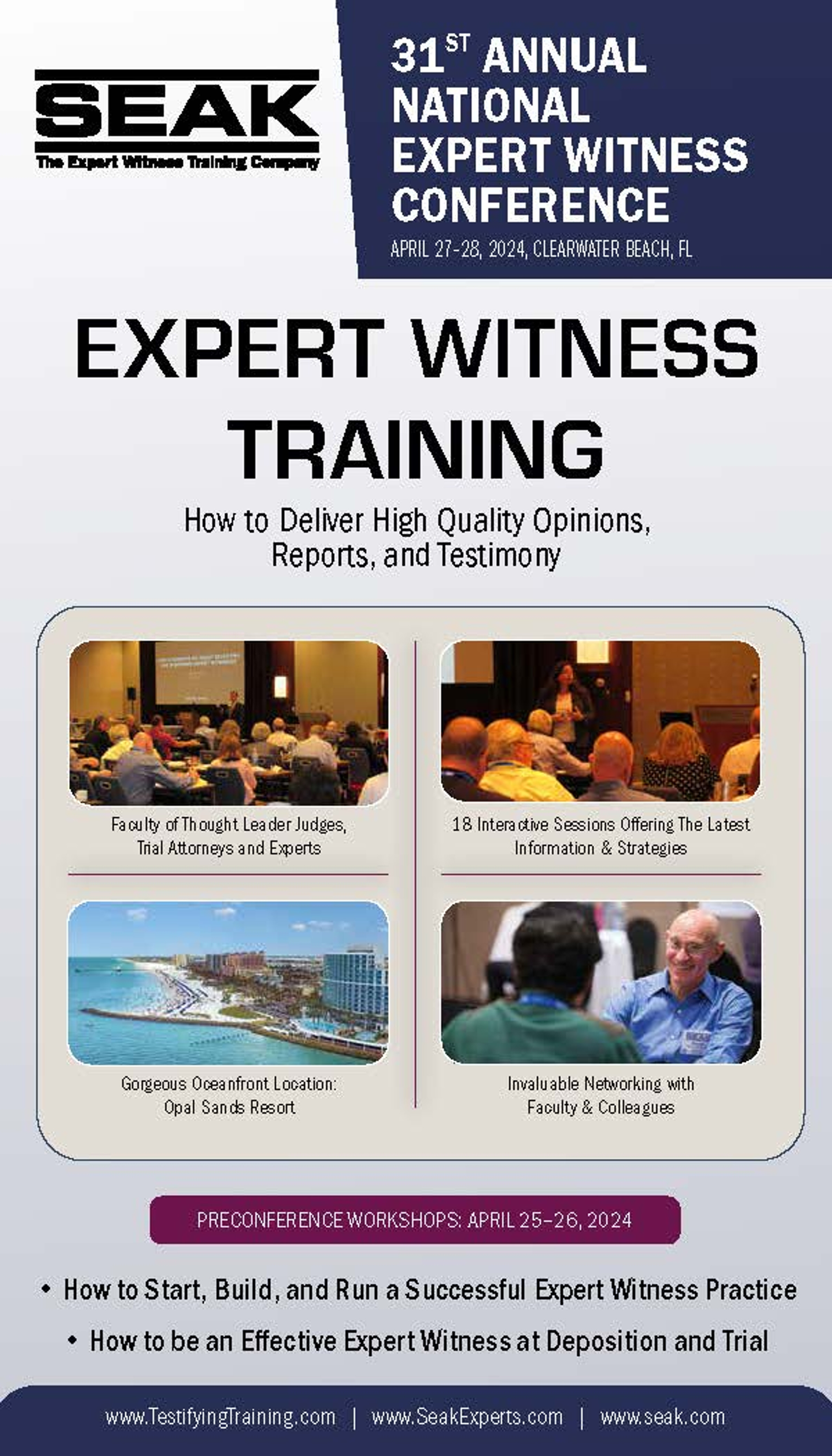 31st Annual National Expert Witness Conference, April 2728, 2024