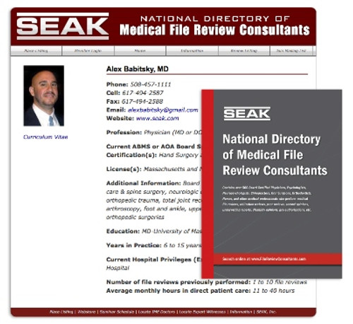 SEAK Directory of Medical File Review Consultants Listing