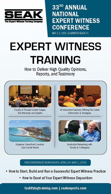 33rd Annual National Expert Witness Conference, May 2-3, 2026, Clearwater Beach, FL