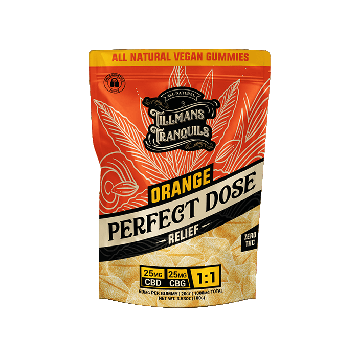 Perfect Dose Orange Relief CBD:CBG Gummies by Tillmans Tranquils