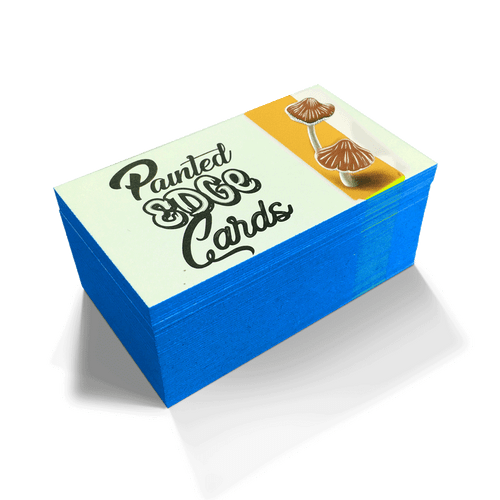 Painted Edge Business Cards provide an exceptional level of contrast and vibrancy to the sides of your full-color business cards, making a statement that reflects your creative flair. With these cards, you can showcase your brand's uniqueness beyond just the front and back designs. 

You have the option to select from four distinct paper stocks, ensuring that you find the perfect texture and weight to complement your brand’s image. In addition, you can choose from over 20 vibrant edge colors, giving you the freedom to match or contrast your business card edges with the overall design. This attention to detail not only enhances the aesthetic appeal of your cards but also leaves a lasting impression on anyone who receives them. Stand out from the competition and let your creativity shine with Painted Edge Business Cards!