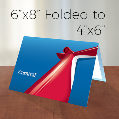10x7 then folded to 5x7 greeting Card that comes scored in half to fold. Printed on card stock with a glossy cover and matte inside