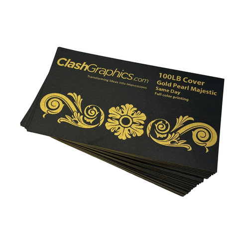 Pearl business cards are printed on 100 lb. uncoated cover stock. The paper itself provides the color, so any white areas in the design will appear as the natural paper color.