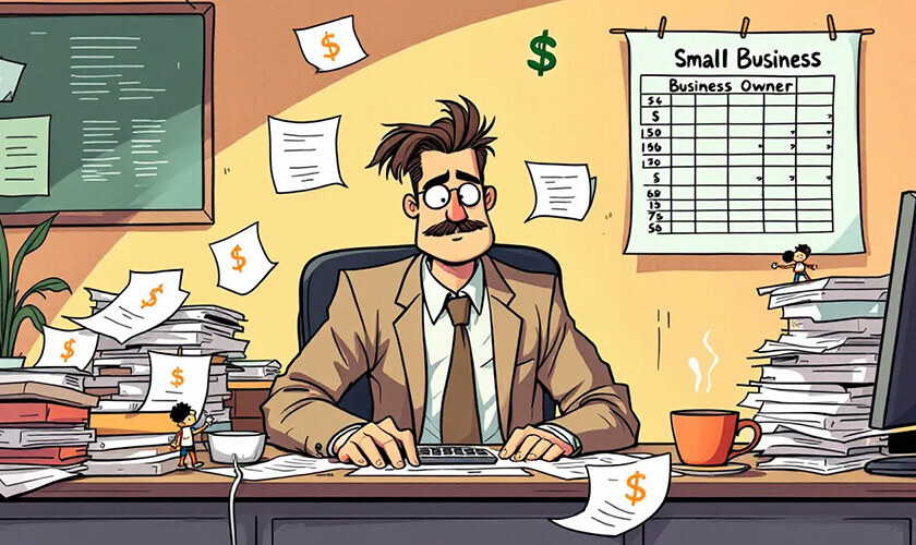 small business owner poorly managing finances
