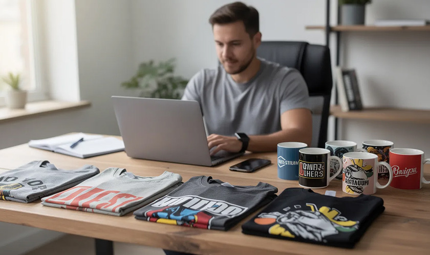 designer creating custom product mockups for online store