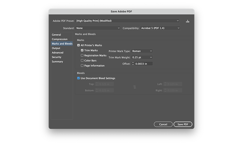 how to save a pdf with bleed in illustrator