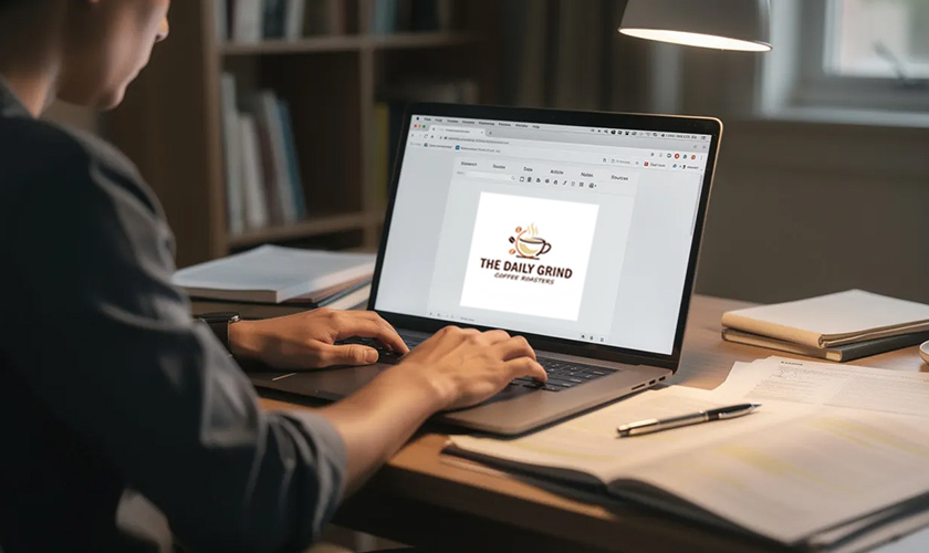 person researching on a laptop related to trademark registration and trademark law