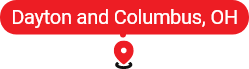 Map pins for Dayton and Columbus, Ohio