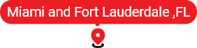 Map pins for Miami and Fort Lauderdale, Florida