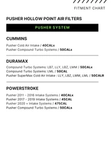 Pusher Hollow Point Air Filter