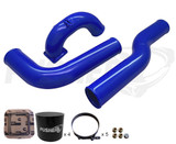 Pusher 3.5" MEGA Intake System with 3.5" Passenger Side Intercooler Tube for 2003-2007 Dodge Cummins- Blue