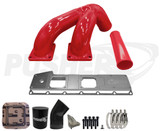 Pusher 3.5" MEGA Twin Intake System 1994-1998 Dodge Cummins 12v - Red